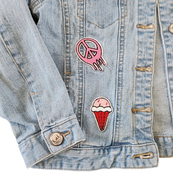 GB Girls Patch Light-Wash Jean Jacket / Size 6X - Picture 9 of 15